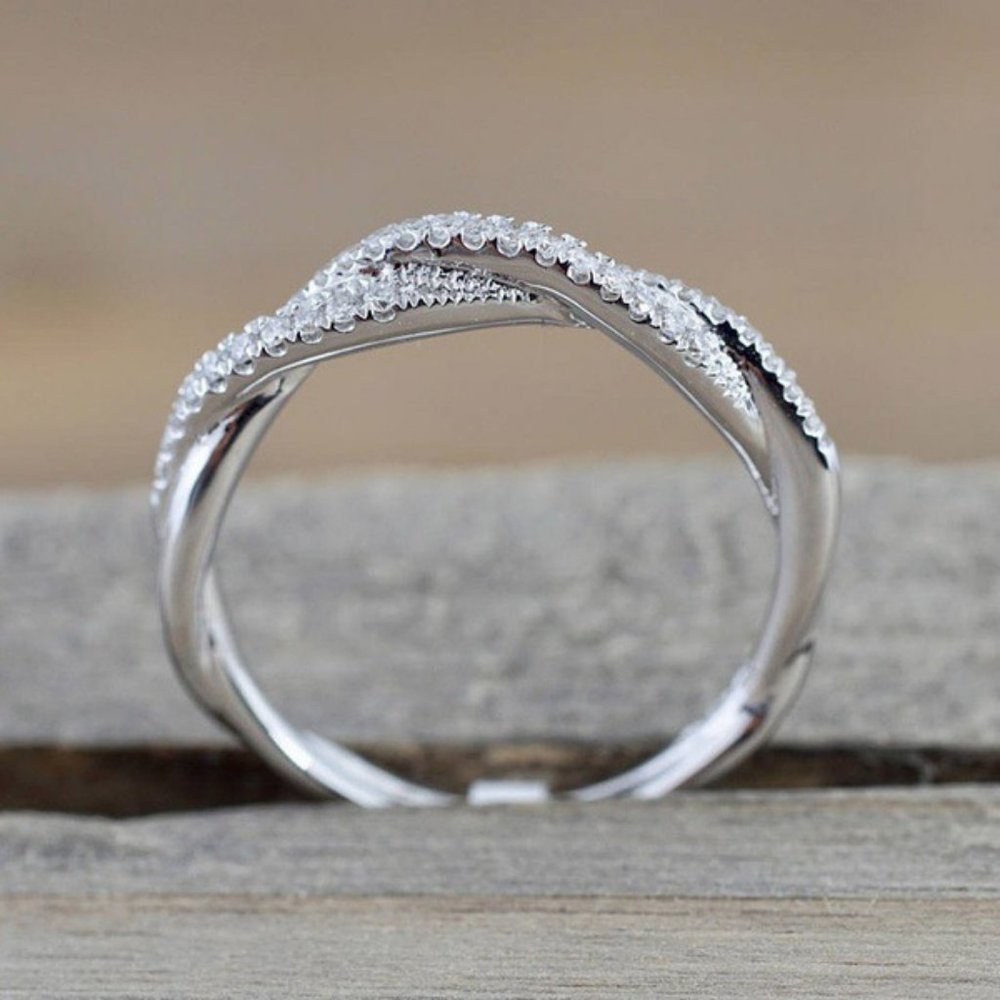 NEW 925 Silver Diamond Twisted Eternity Ring - Picture 4 of 4